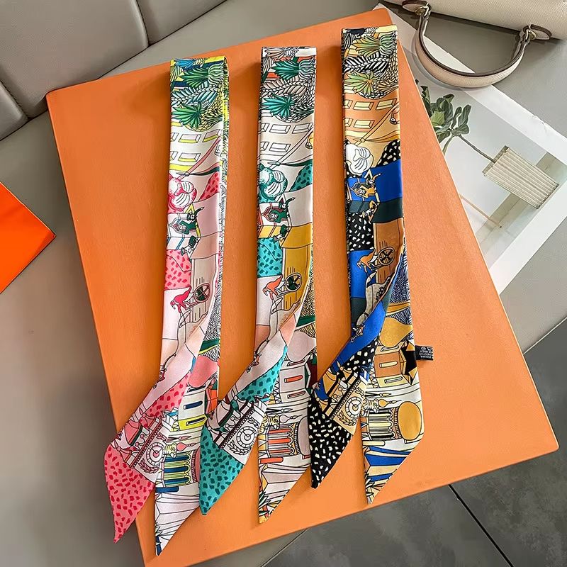 SlimRibbon MultiUse Long Scarf Narrow Ribbon Headband Neckerchief For Women 1