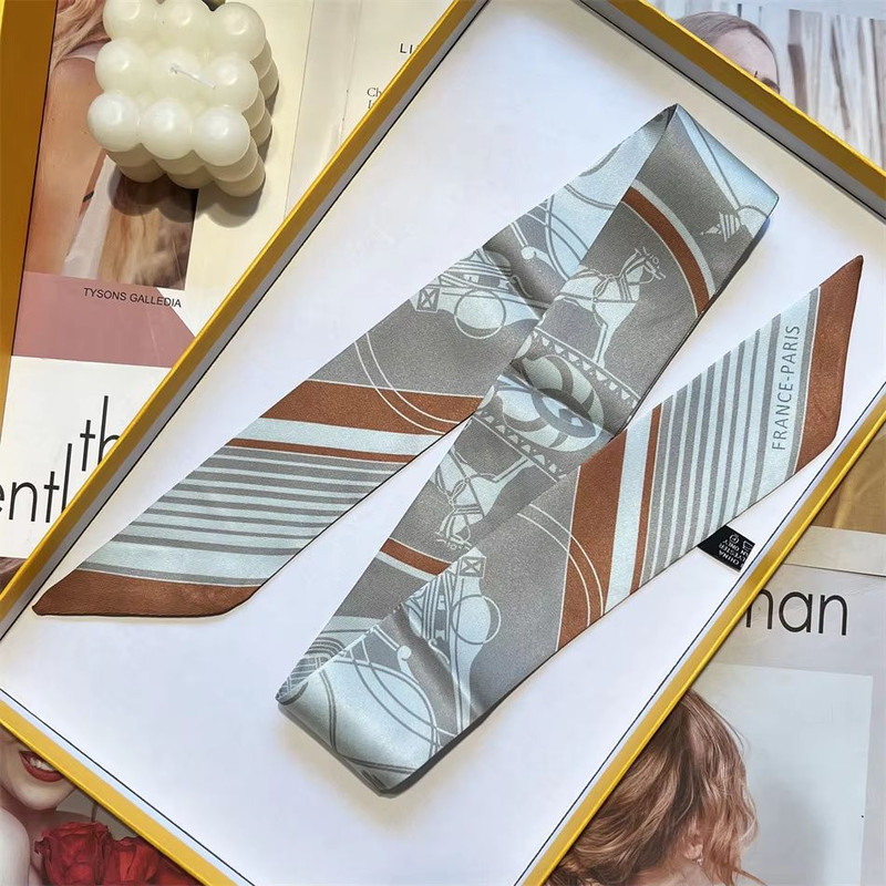 SlimRibbon MultiUse Long Scarf Narrow Ribbon Headband Neckerchief For Women 21