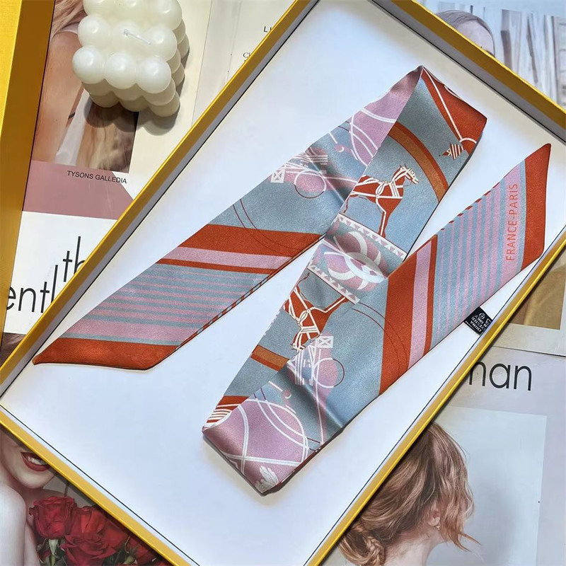 SlimRibbon MultiUse Long Scarf Narrow Ribbon Headband Neckerchief For Women 22