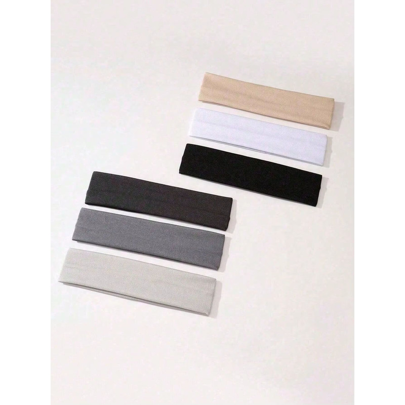 FlexFit LeopardPrint Solid Headband Set 6Piece SweatAbsorbing Headbands For Unisex Sports Leisur 1