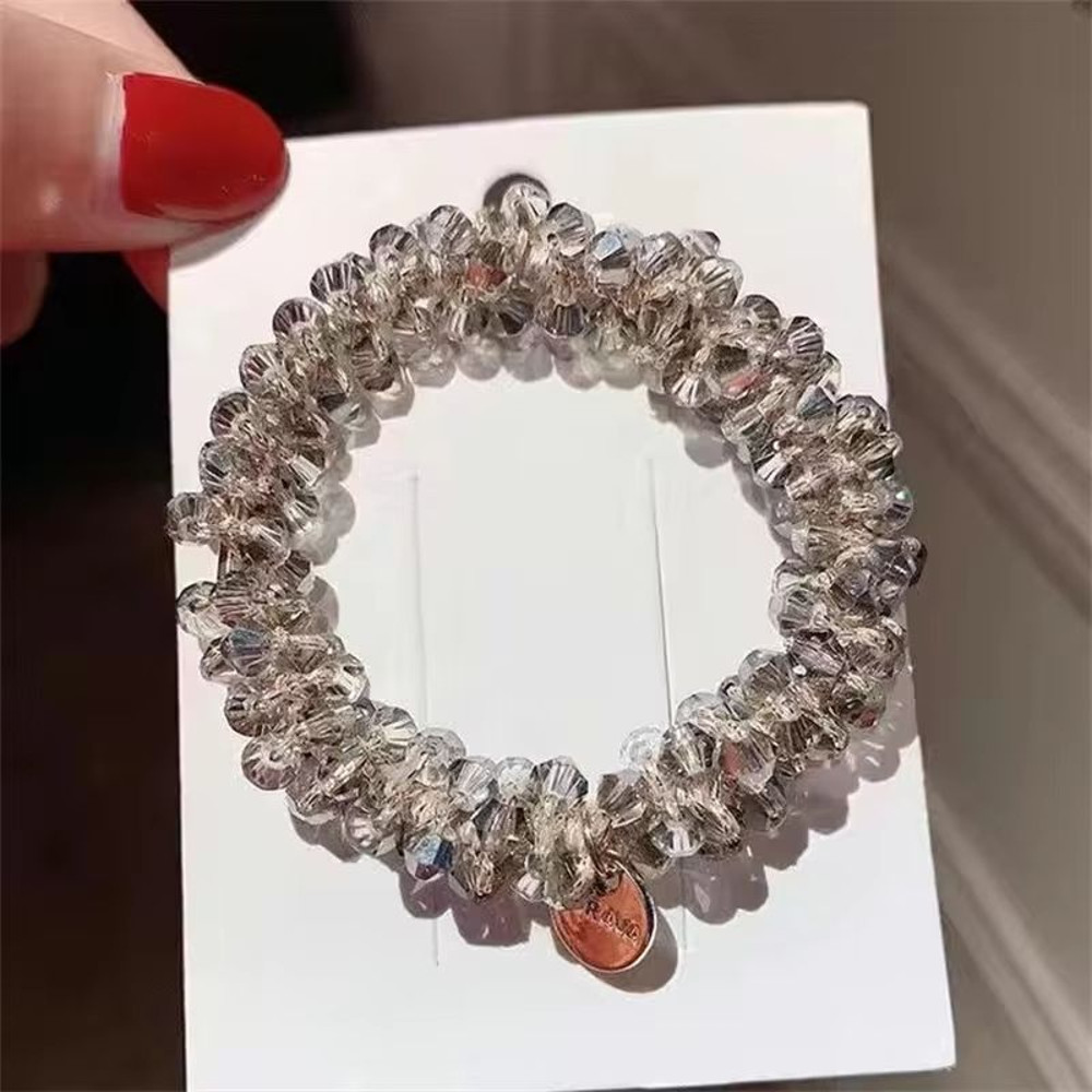 3pcsset Crystal Pearl Beads Elastic Bands Scrunchies Hair Accessories Women Ponytail Holder Headwea 5