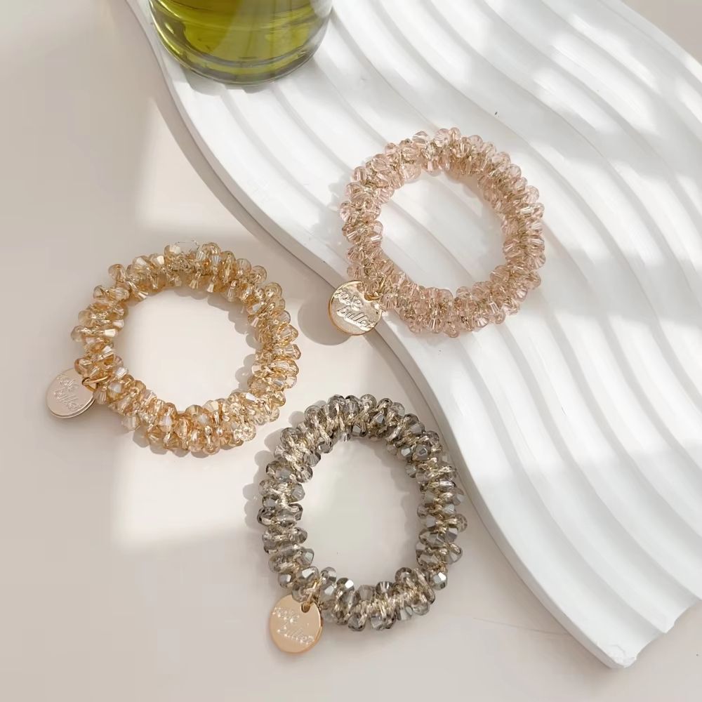 3pcsset Crystal Pearl Beads Elastic Bands Scrunchies Hair Accessories Women Ponytail Holder Headwea 6