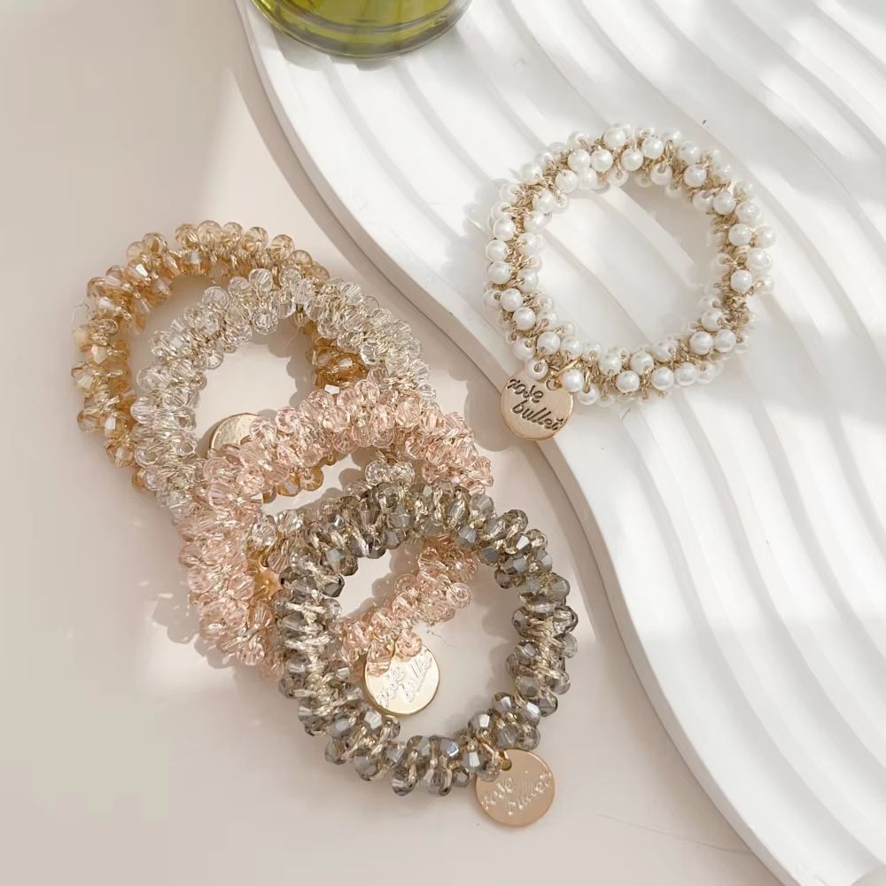 3pcsset Crystal Pearl Beads Elastic Bands Scrunchies Hair Accessories Women Ponytail Holder Headwea 11