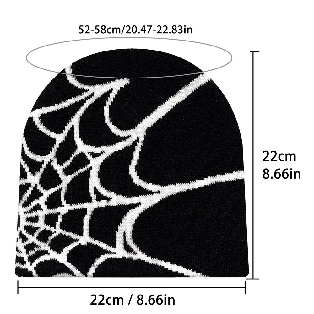 WebRide Y2K Unisex Knit Beanie SpiderWeb Pattern Outdoor Hat For Men Women 1