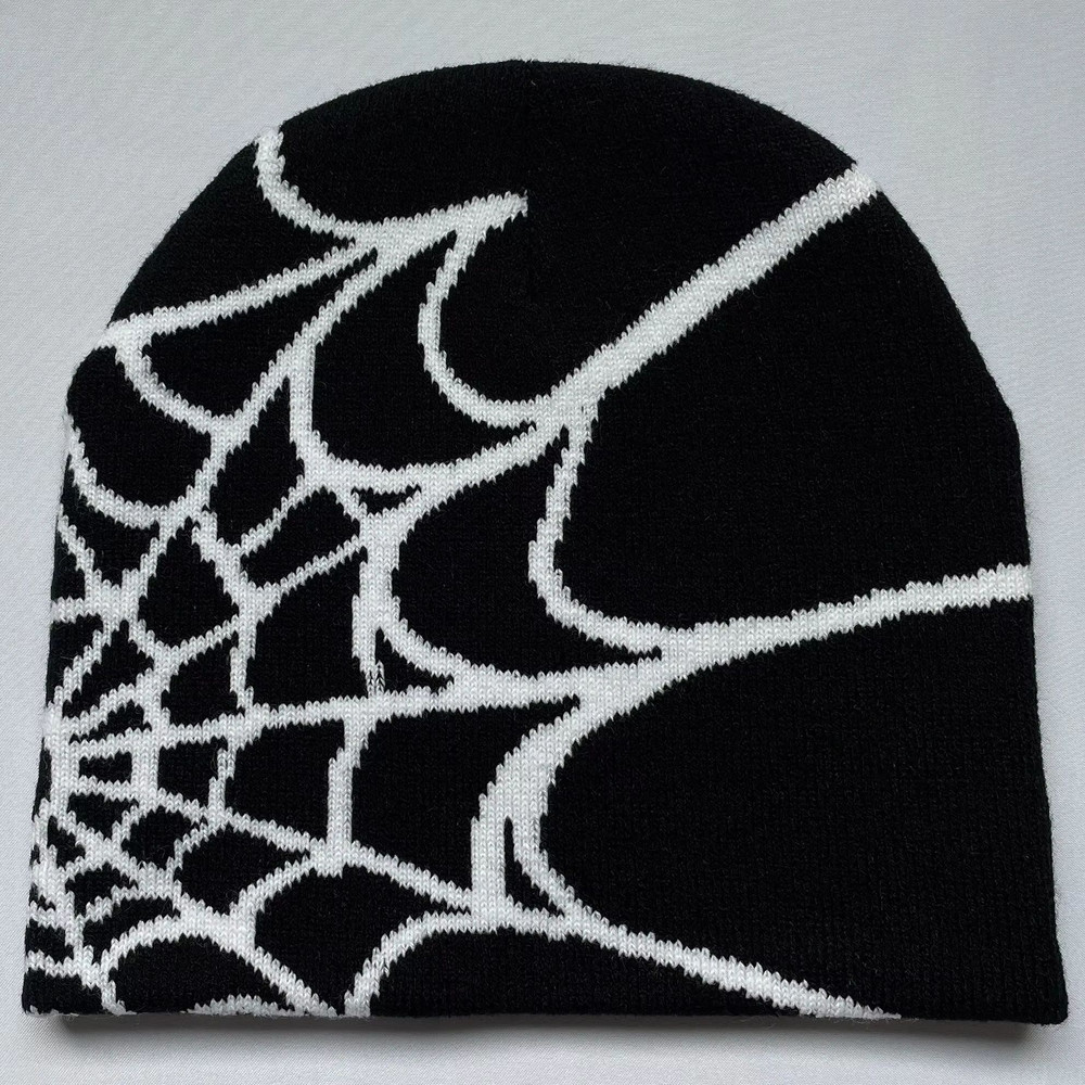 WebRide Y2K Unisex Knit Beanie SpiderWeb Pattern Outdoor Hat For Men Women 8