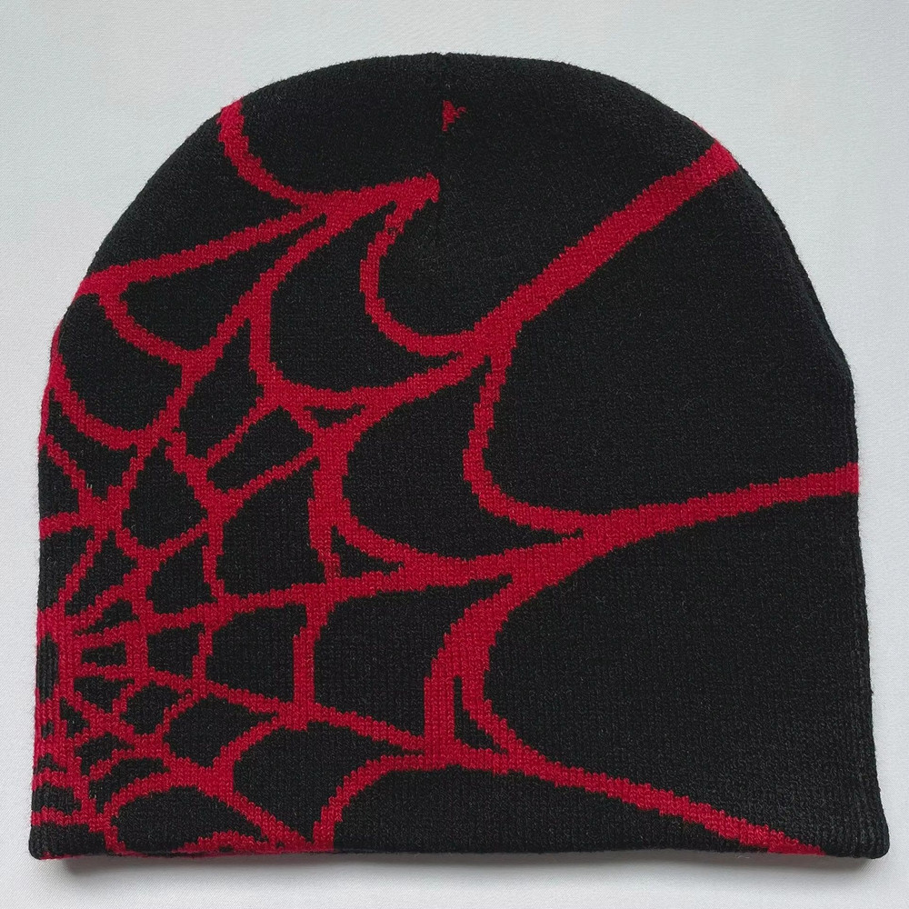 WebRide Y2K Unisex Knit Beanie SpiderWeb Pattern Outdoor Hat For Men Women 10