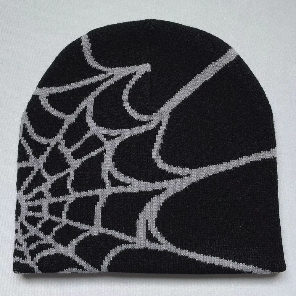 WebRide Y2K Unisex Knit Beanie SpiderWeb Pattern Outdoor Hat For Men Women 11