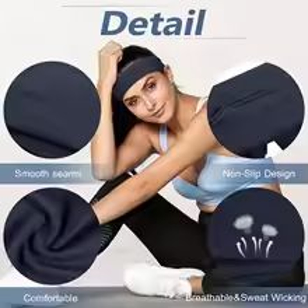 ActiveGrip 6Pack Solid Headbands SweatAbsorbing Workout Headbands For Men Women 3