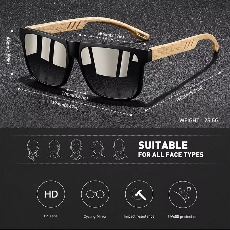 RetroSquare UV400 Luxury Sunglasses Vintage Square Frame For Men Women 5