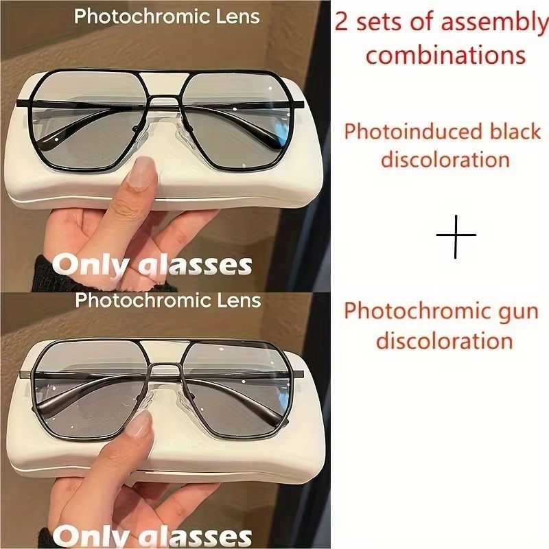 DriveShade Photochromic Polarized Square Sunglasses Metal Frame Unisex 11