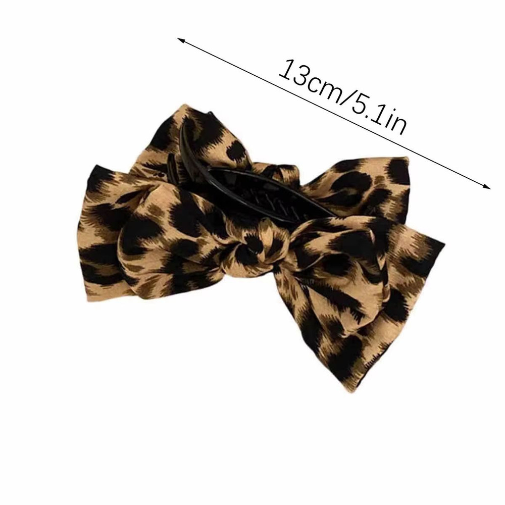 Leopard Chic Bow Hair Grab Clip Vintage Print Bow Clip For Women 4