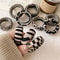 Checkered Comfort Stretch Hair Rings Versatile Black White Pack 1