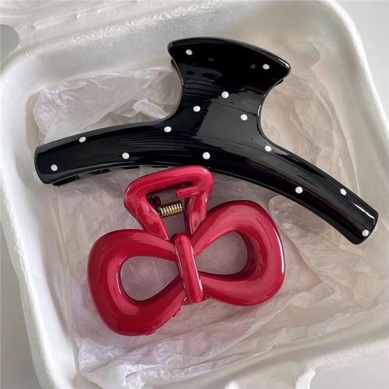 PolkaDot Bow Claw Clips Set Vintage Blue Red Trend Hair Accessory 22