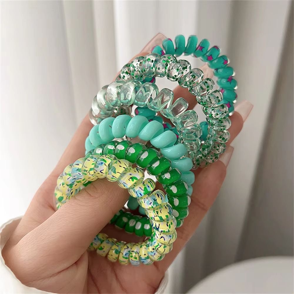 ColorTwist Jelly Coil Hair Tie Set 6Piece Vibrant Spiral Ponytail Holders 9
