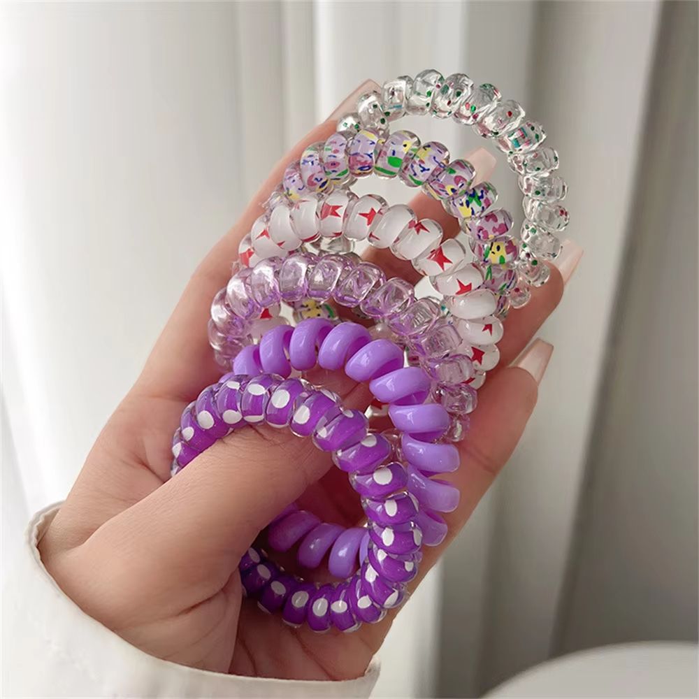 ColorTwist Jelly Coil Hair Tie Set 6Piece Vibrant Spiral Ponytail Holders 1