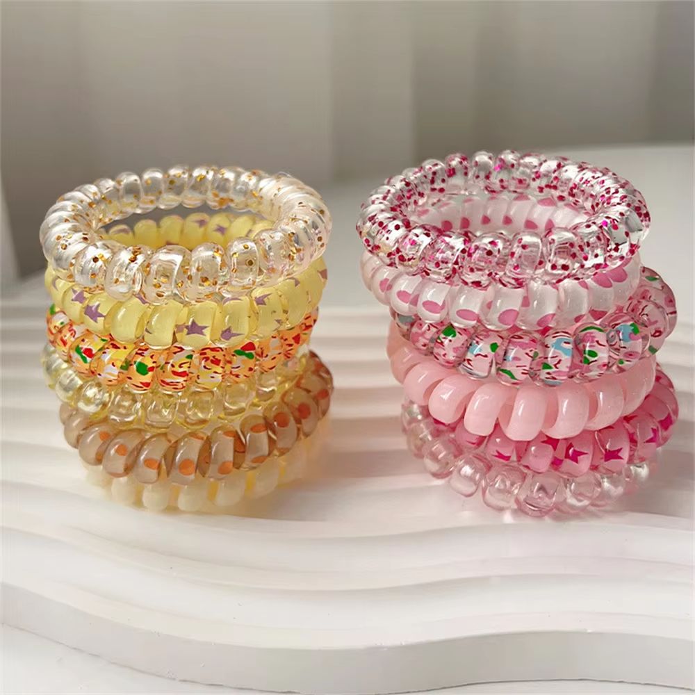 ColorTwist Jelly Coil Hair Tie Set 6Piece Vibrant Spiral Ponytail Holders 3