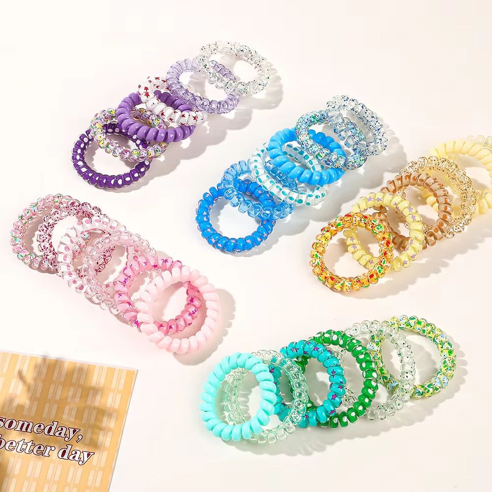 ColorTwist Jelly Coil Hair Tie Set 6Piece Vibrant Spiral Ponytail Holders 4