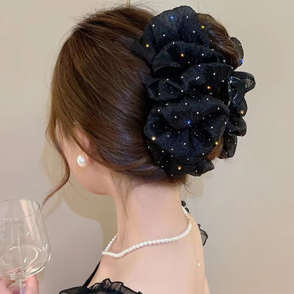 MeshBow Clip Elegance Hair Claw Stylish Korean Inspired Hair Accessory For Women Girls 0