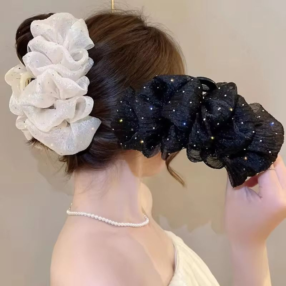 MeshBow Clip Elegance Hair Claw Stylish Korean Inspired Hair Accessory For Women Girls 1
