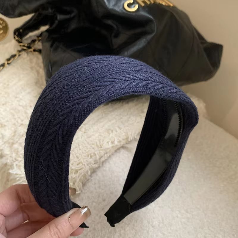 French Stripe Yarn WideEdge Headband Solid Color High Headband For Women Girls 10