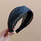 French Stripe Yarn WideEdge Headband Solid Color High Headband For Women Girls 11
