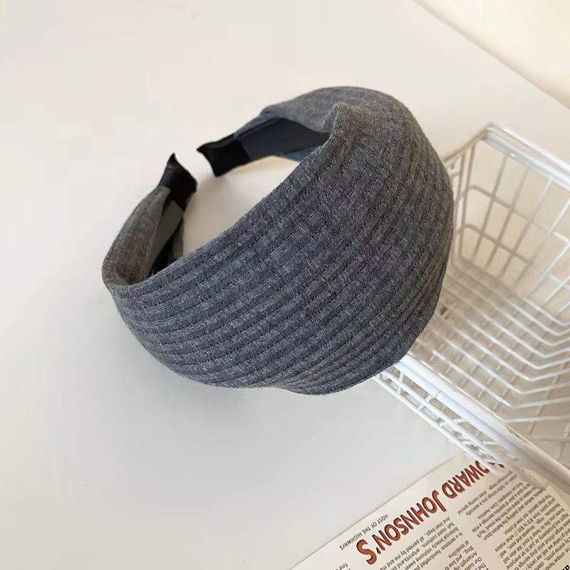 French Stripe Yarn WideEdge Headband Solid Color High Headband For Women Girls 2