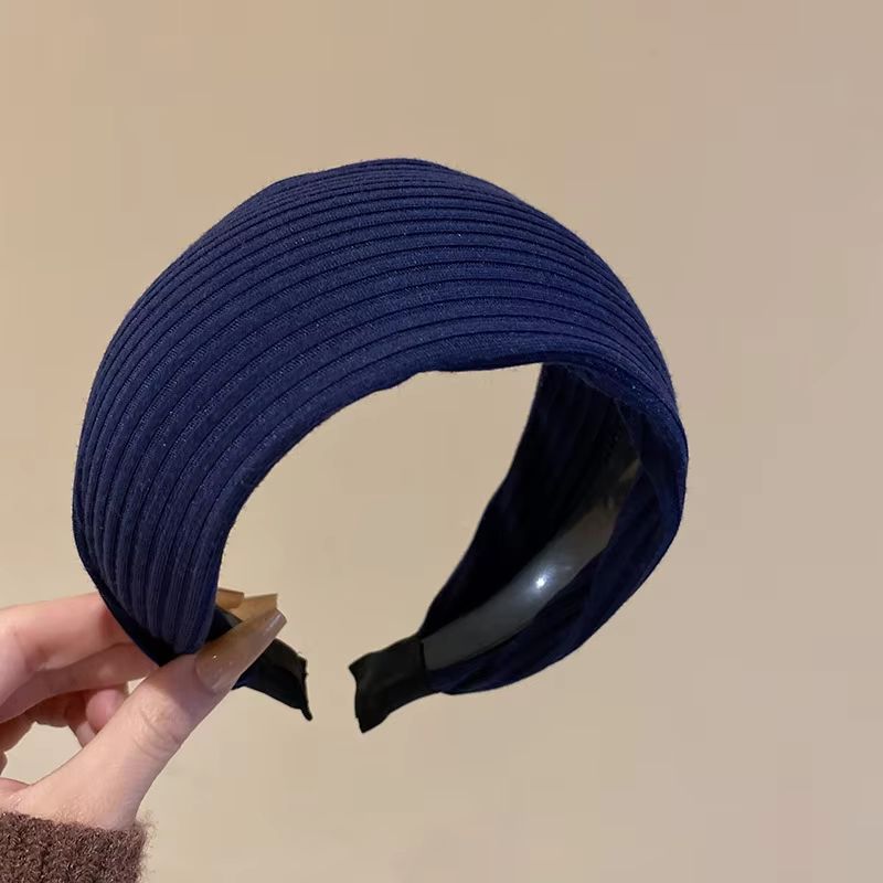 French Stripe Yarn WideEdge Headband Solid Color High Headband For Women Girls 14
