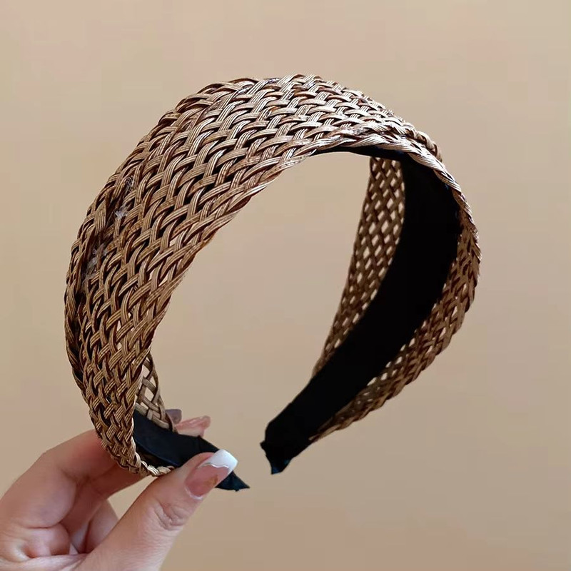 French Stripe Yarn WideEdge Headband Solid Color High Headband For Women Girls 15