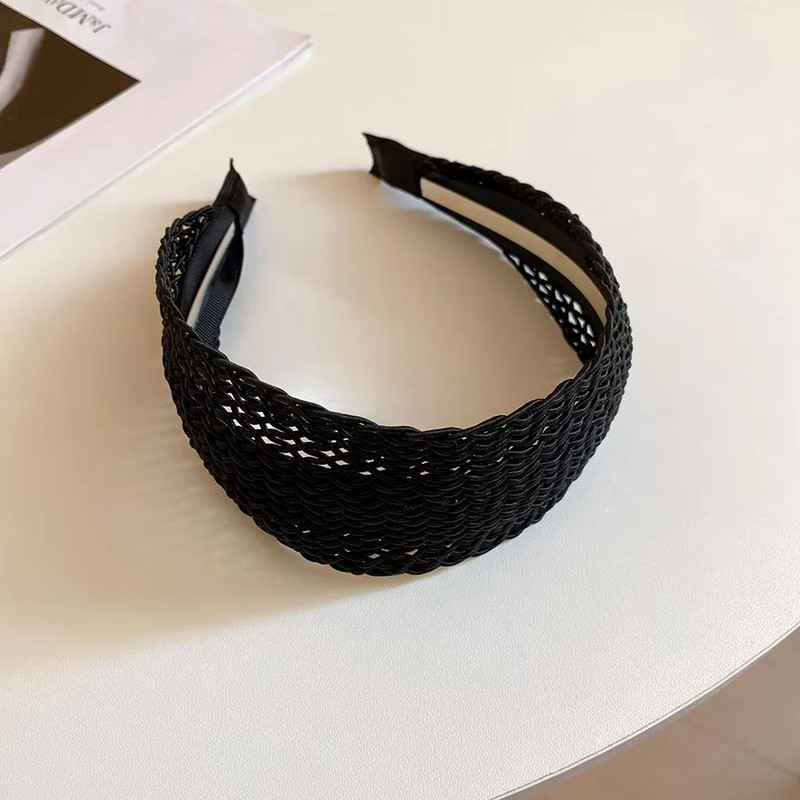 French Stripe Yarn WideEdge Headband Solid Color High Headband For Women Girls 21