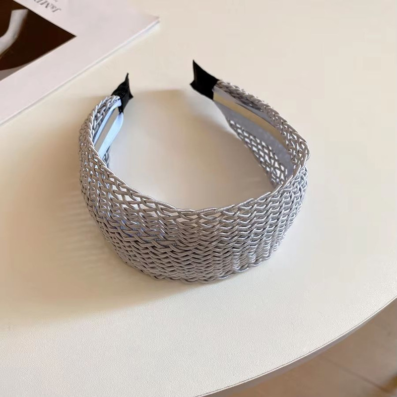 French Stripe Yarn WideEdge Headband Solid Color High Headband For Women Girls 22