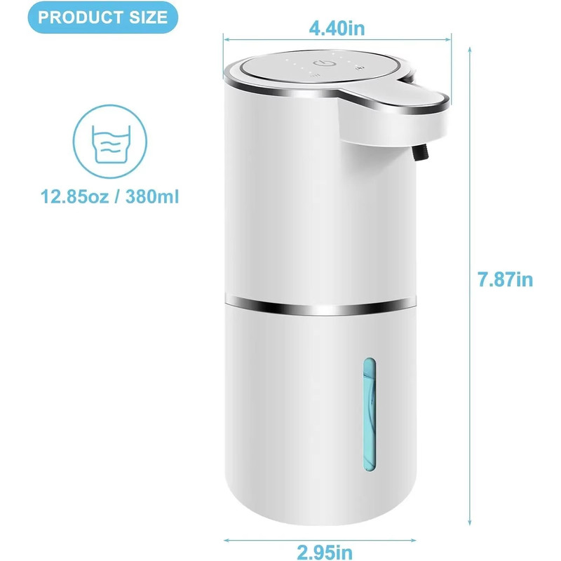 AutoFoam Touchless 380 Ml USBRechargeable Foam Soap Dispenser 4Level Adjustable For Bathroom Kitc 3