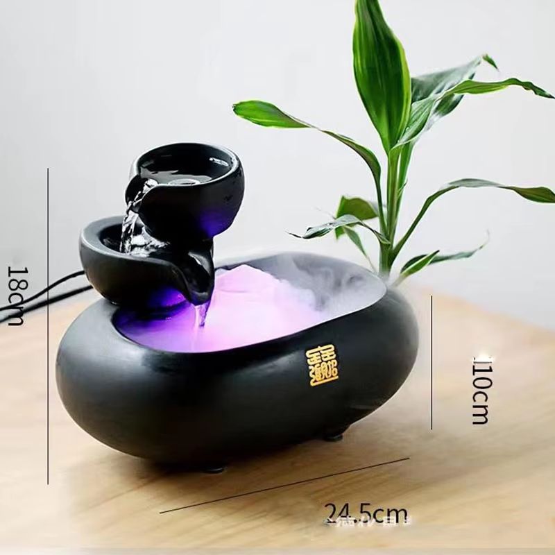 SereneFlow Ceramic Waterfall Hydroponic Vase Fountain Desktop Meditation Water Feature 12