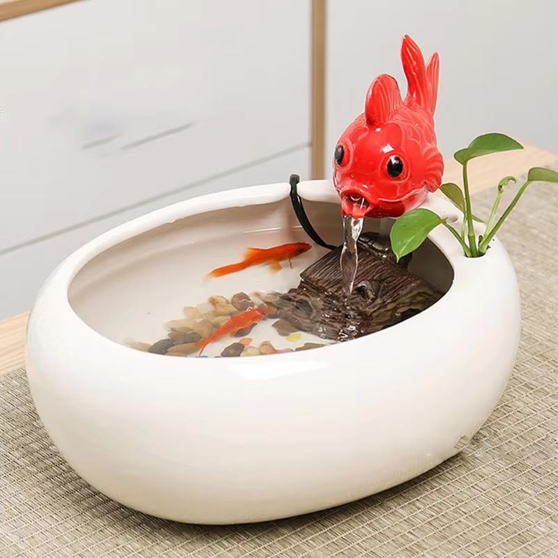 SereneFlow Ceramic Waterfall Hydroponic Vase Fountain Desktop Meditation Water Feature 5