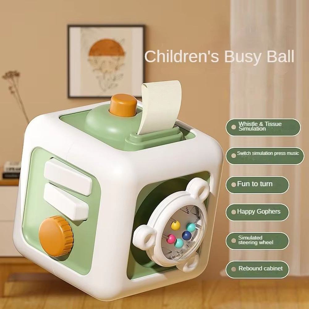 SkillCube 6in1 Montessori Sensory FineMotor Busy Board Cube Educational Toy For Boys Girls 8