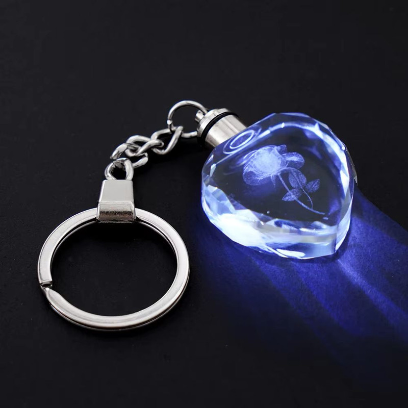 Fairy Rose Heart Crystal LED Keychain Lover Gift Bag Charm 0