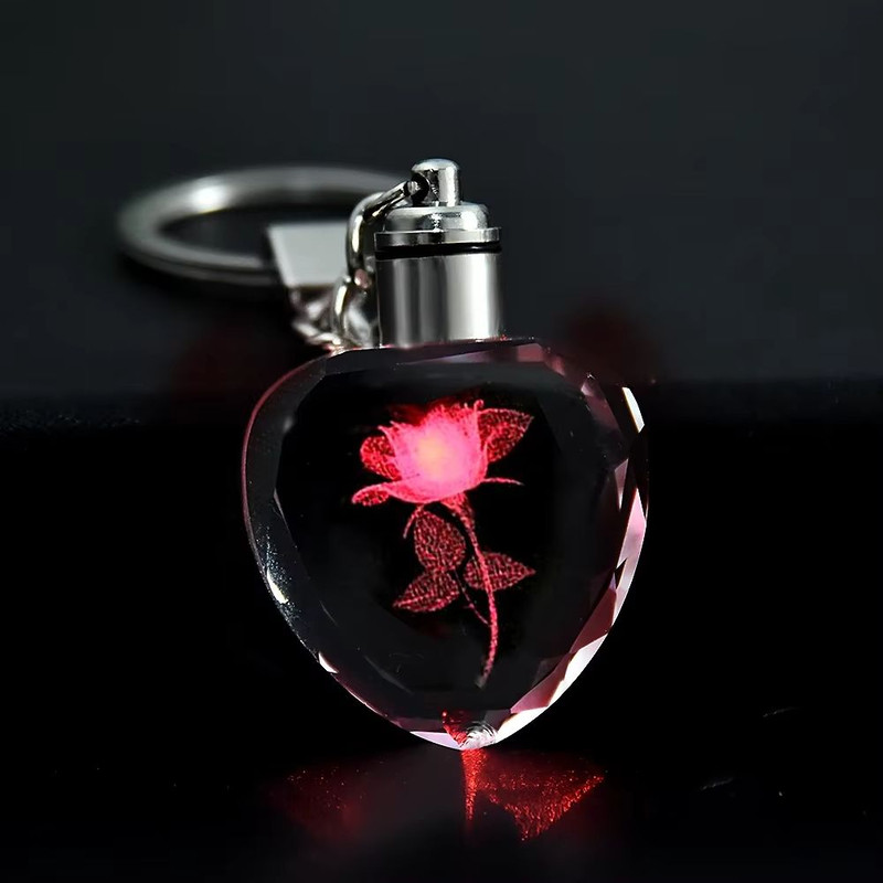 Fairy Rose Heart Crystal LED Keychain Lover Gift Bag Charm 2