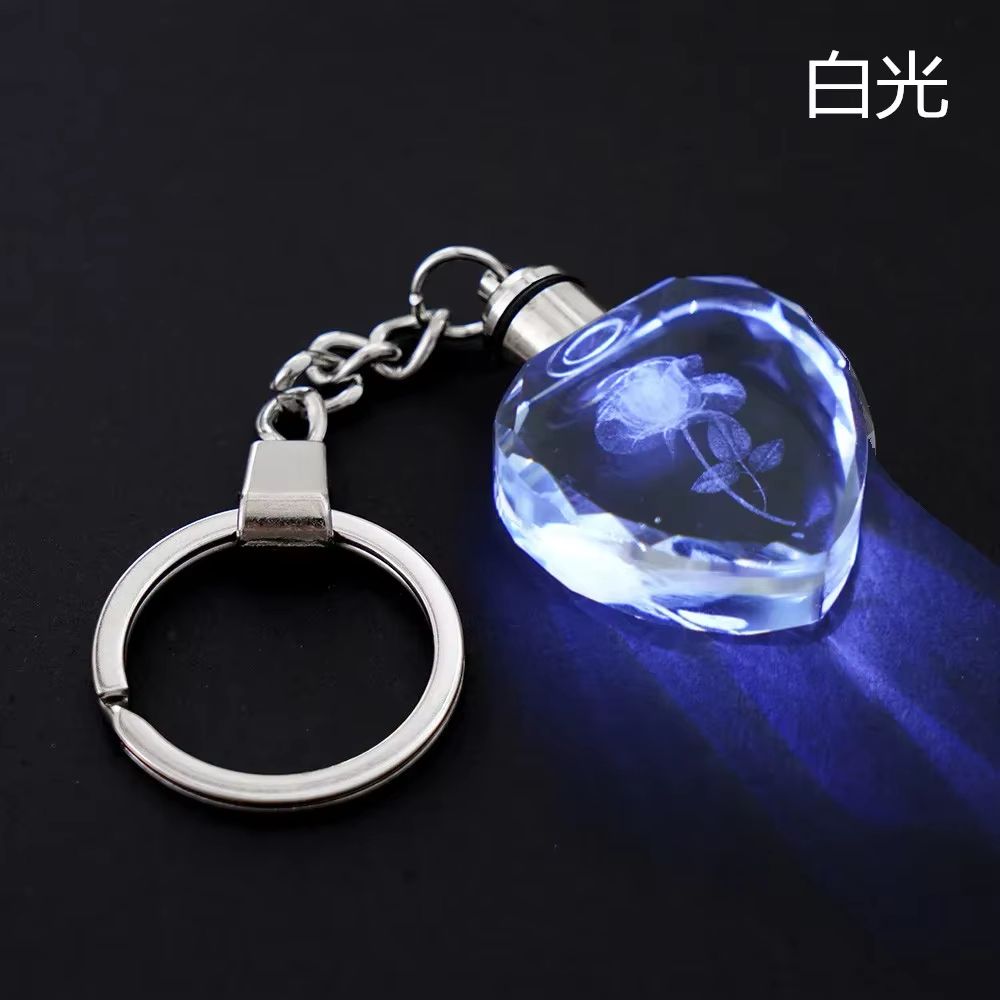 Fairy Rose Heart Crystal LED Keychain Lover Gift Bag Charm 6
