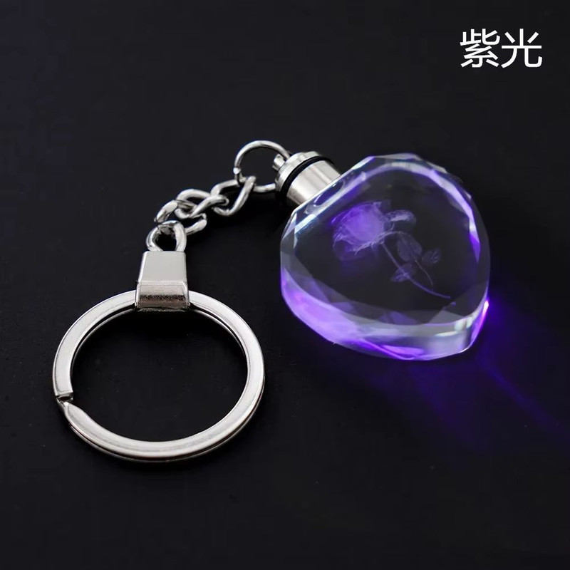 Fairy Rose Heart Crystal LED Keychain Lover Gift Bag Charm 10