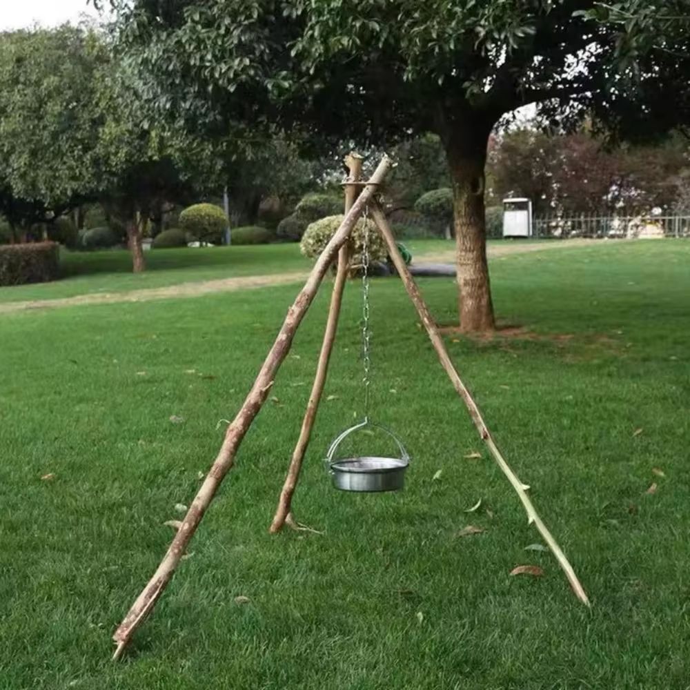 Stainless Steel Camping Tripod Pot Rack Outdoor Cooking Detachable Hanger 4