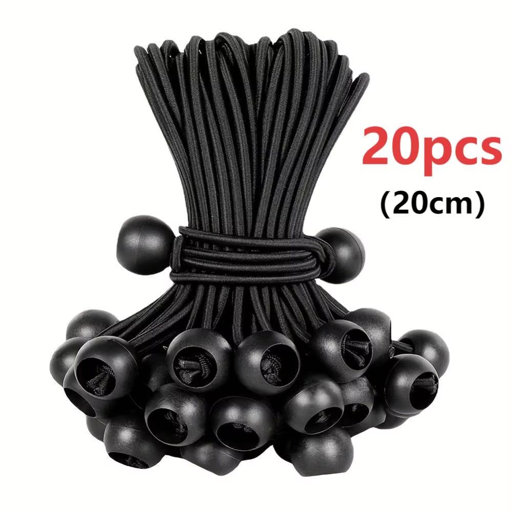 Ultra Secure 20 PCS Ball Bungee Cord Set Elastic Rope Tarpaulin Flagpole TieDowns For Camping Tent 9