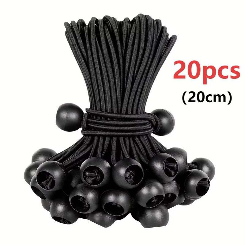 Ultra Secure 20 PCS Ball Bungee Cord Set Elastic Rope Tarpaulin Flagpole TieDowns For Camping Tent 9