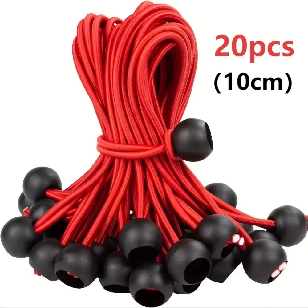 Ultra Secure 20 PCS Ball Bungee Cord Set Elastic Rope Tarpaulin Flagpole TieDowns For Camping Tent 2