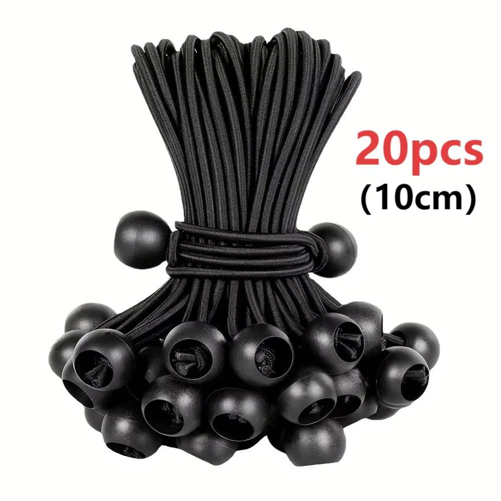 Ultra Secure 20 PCS Ball Bungee Cord Set Elastic Rope Tarpaulin Flagpole TieDowns For Camping Tent 6