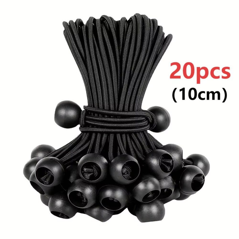 Ultra Secure 20 PCS Ball Bungee Cord Set Elastic Rope Tarpaulin Flagpole TieDowns For Camping Tent 6