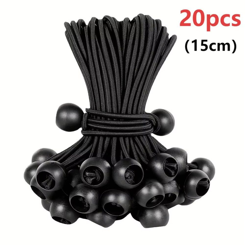 Ultra Secure 20 PCS Ball Bungee Cord Set Elastic Rope Tarpaulin Flagpole TieDowns For Camping Tent 8