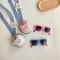Kids Foldable Neckstrap Sunglasses Case Set ColorBlock UV400 Glasses Pouch For Boys Girls Travel S 3