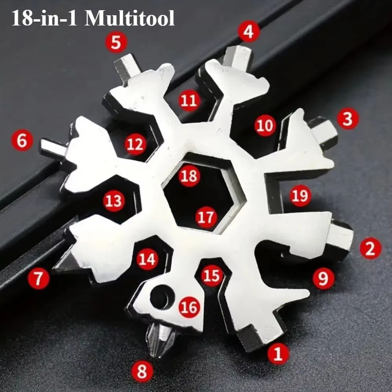 18 In 1 Snowflake Multi Tool Stainless Steel Pocket Wrench Outdoor EDC Gadget 3