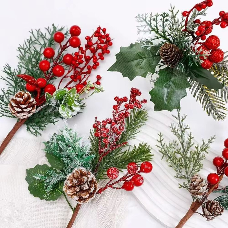 Green And Red Christmas Pine Branch Picks For DIY Holiday Decor 2