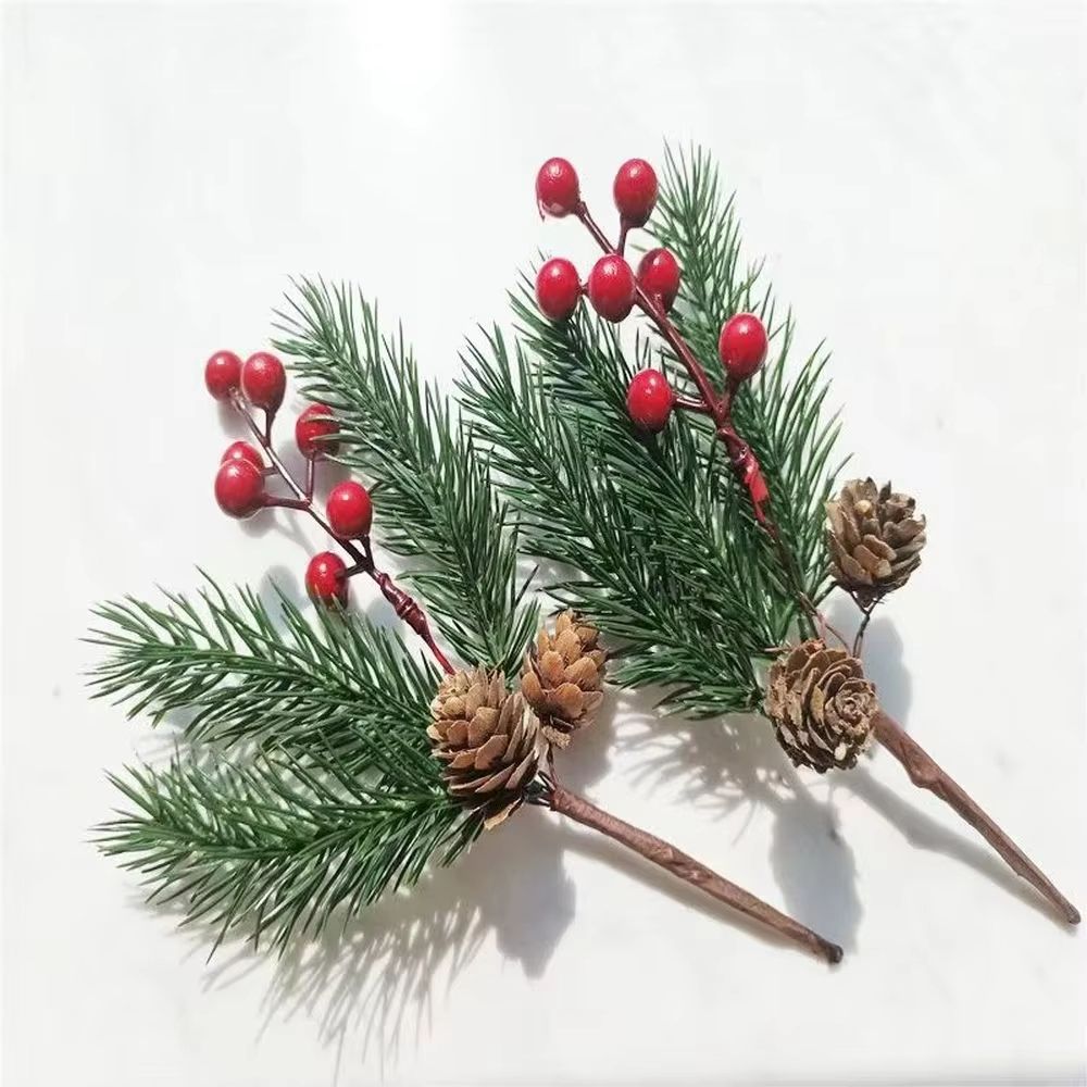 Green And Red Christmas Pine Branch Picks For DIY Holiday Decor 4