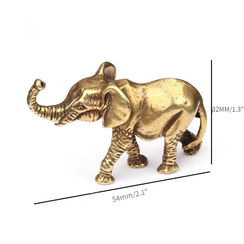 Antique Bronze Mini Elephant Figurines Solid Copper Tea Pet Table Decor Set 7